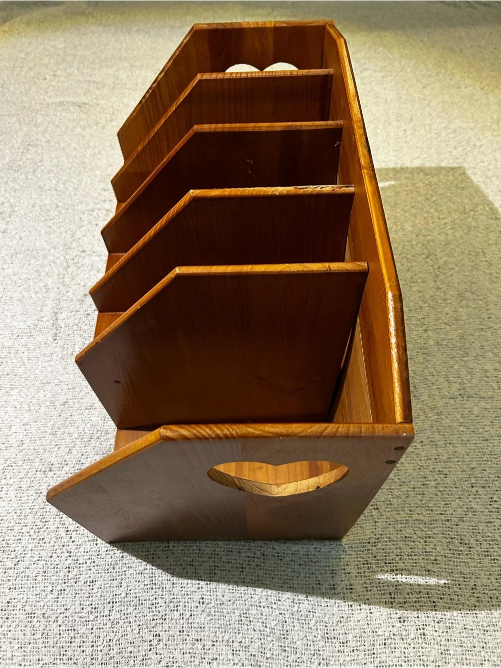 Vintage Wooden Desk Organizer with Heart Drawer and Sides